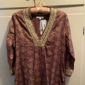Ondade Mar Brown cover up with gold shells